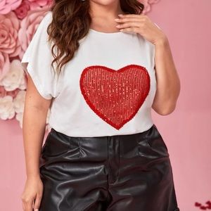 Sequins heart print top